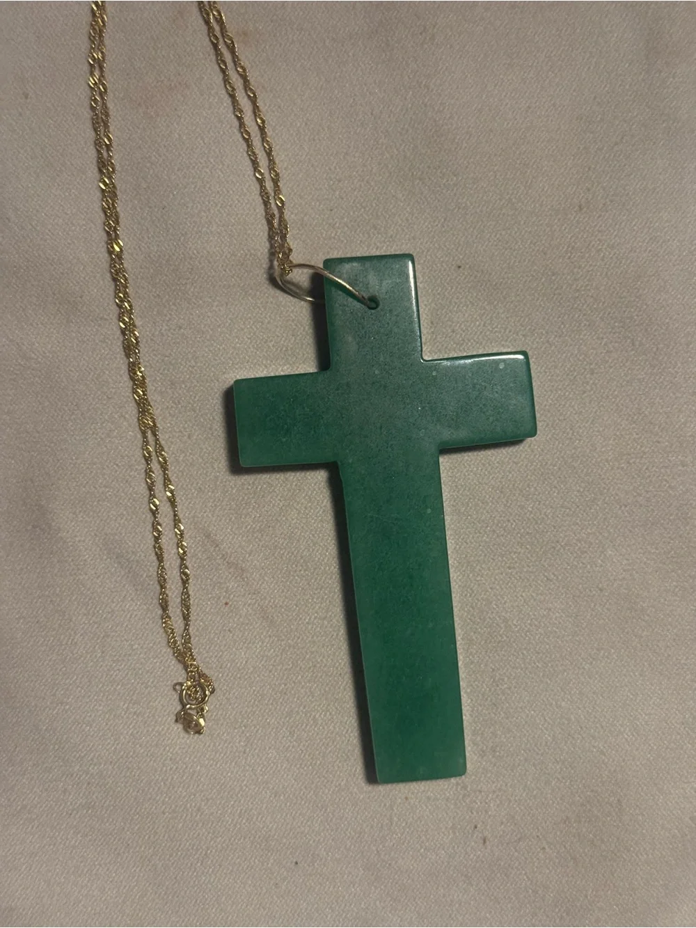 Jade Cross Pendant Necklace - Classic Home 10k 16 inches  cross is large 4 inche